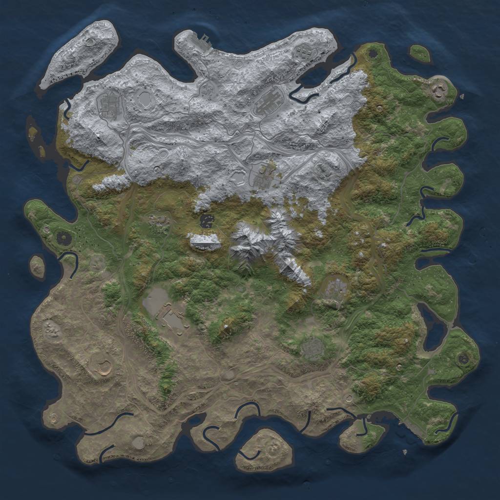 Rust Map: Procedural Map, Size: 5000, Seed: 595338110, 20 Monuments