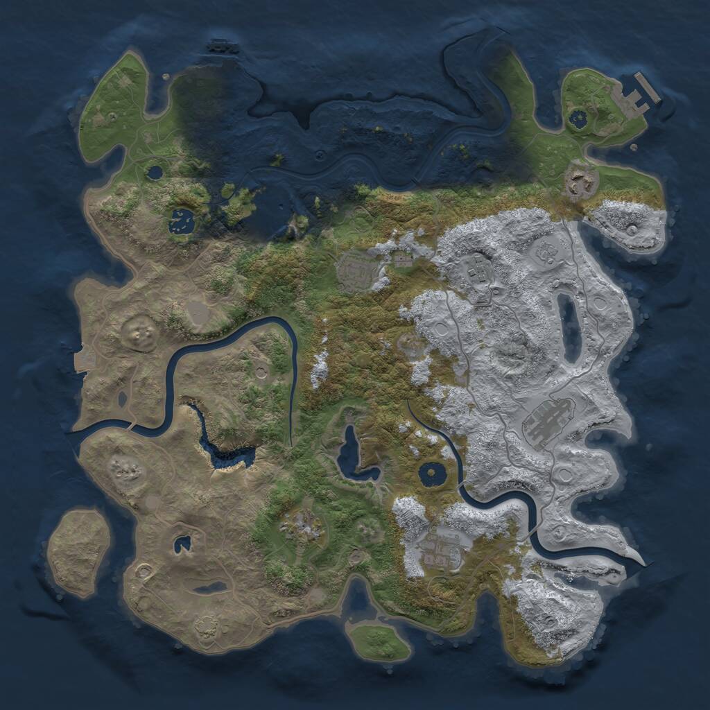 Rust Map: Procedural Map, Size: 4000, Seed: 94668351, 14 Monuments