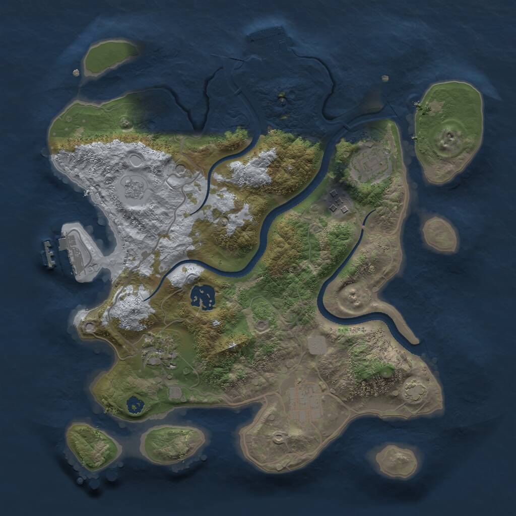 Rust Map: Procedural Map, Size: 3000, Seed: 2442551, 11 Monuments