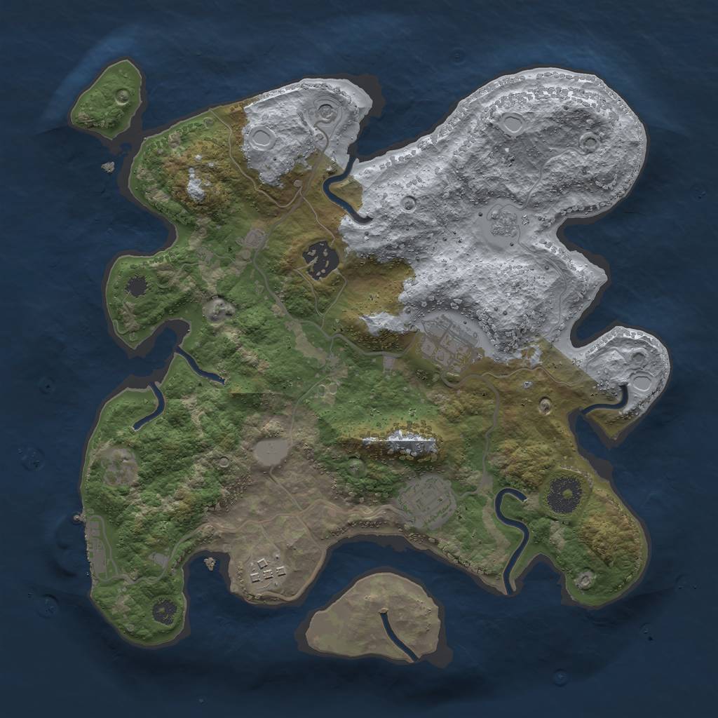 Rust Map: Procedural Map, Size: 3000, Seed: 2128962861, 10 Monuments