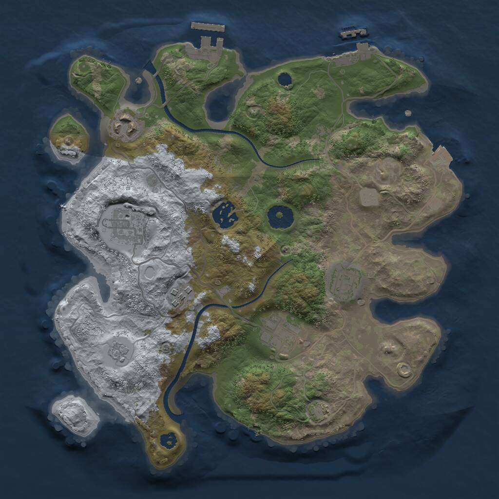Rust Map: Procedural Map, Size: 3000, Seed: 11273467, 11 Monuments