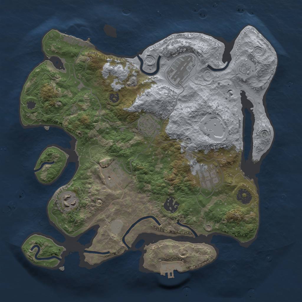 Rust Map: Procedural Map, Size: 3000, Seed: 4350, 12 Monuments