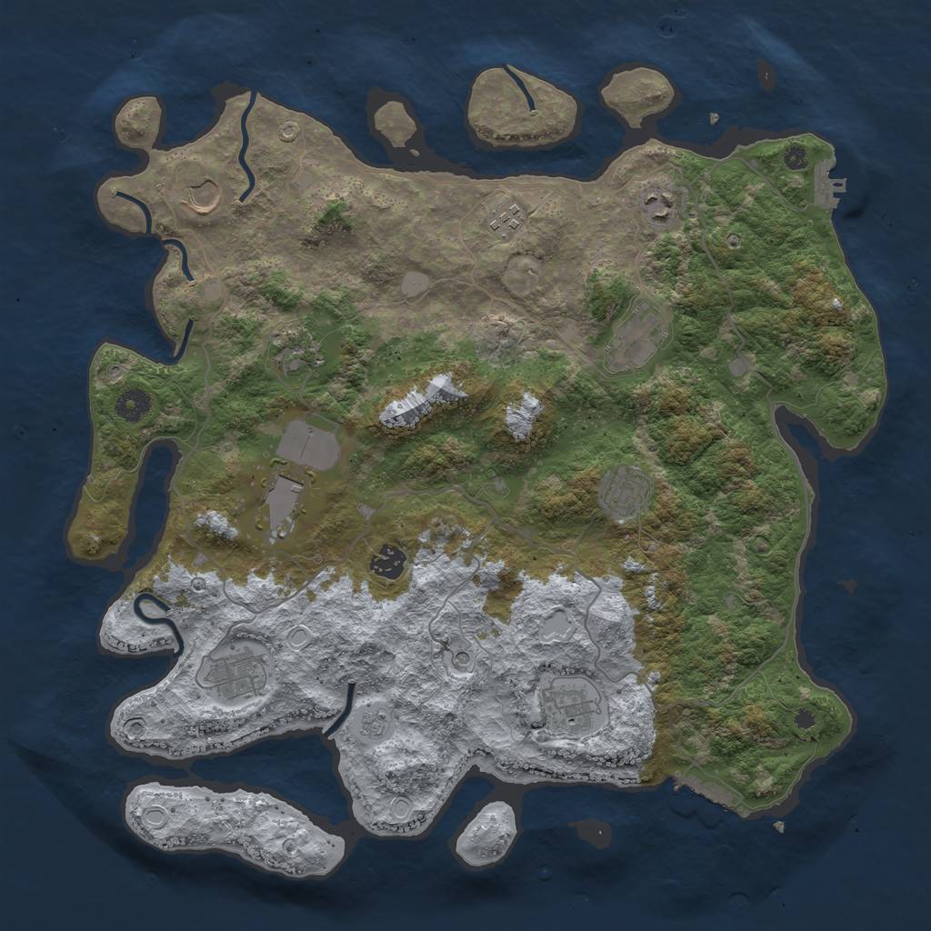 Rust Map: Procedural Map, Size: 4100, Seed: 1566, 19 Monuments