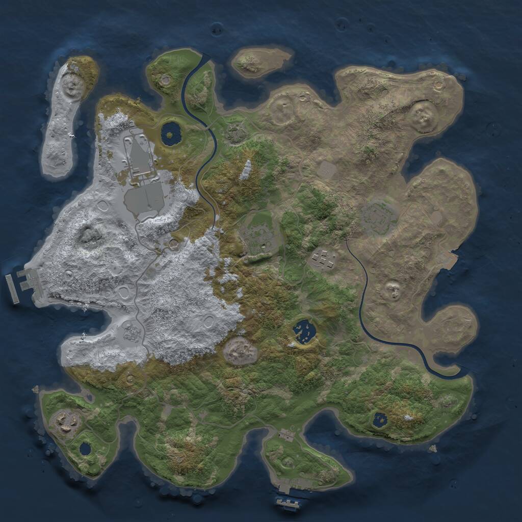 Rust Map: Procedural Map, Size: 3500, Seed: 23142, 12 Monuments