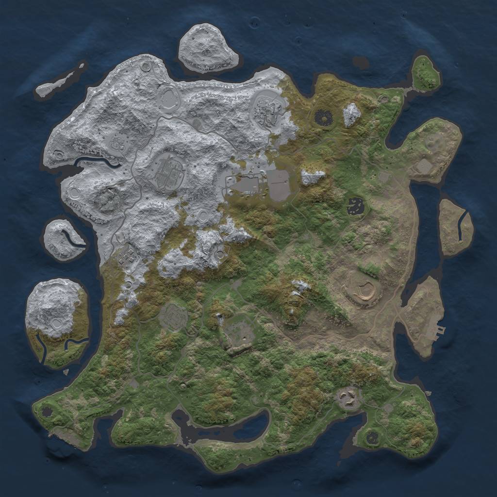 Rust Map: Procedural Map, Size: 4100, Seed: 1233, 18 Monuments