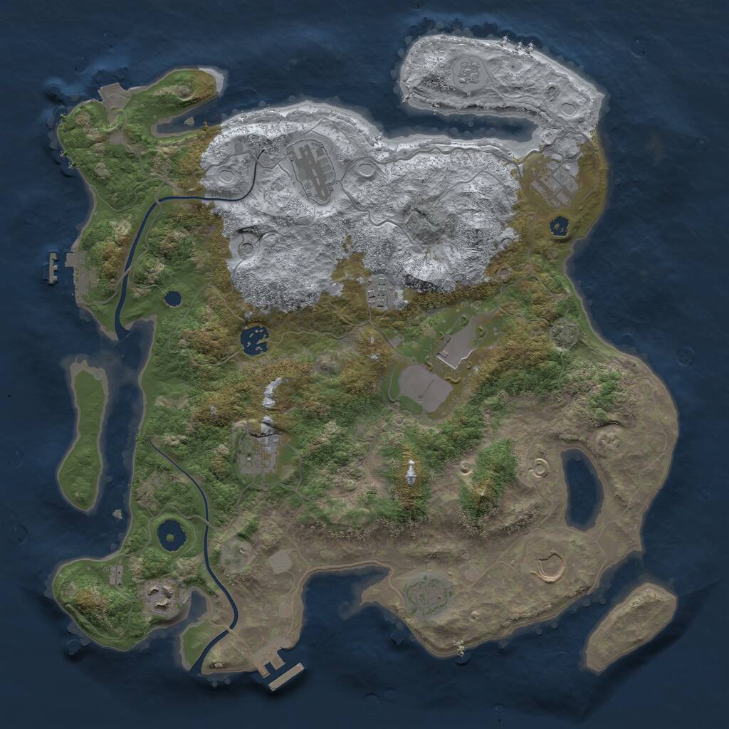 Rust Map: Procedural Map, Size: 3750, Seed: 777006160, 15 Monuments