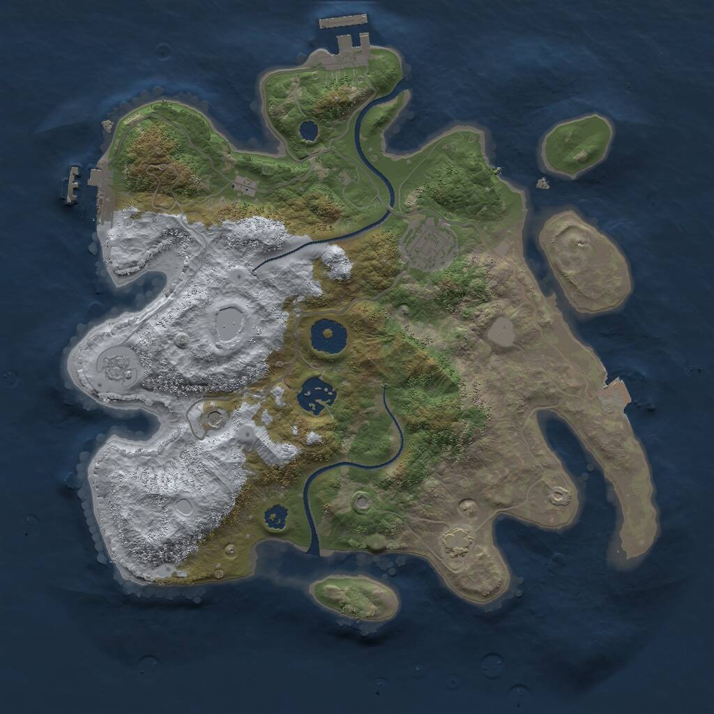 Rust Map: Procedural Map, Size: 3000, Seed: 21843, 8 Monuments