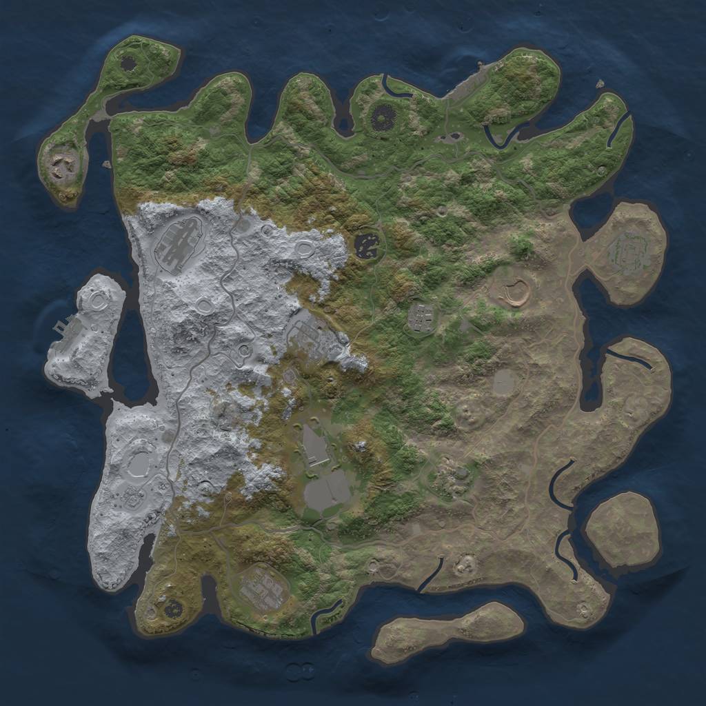 Rust Map: Procedural Map, Size: 4000, Seed: 388738326, 19 Monuments