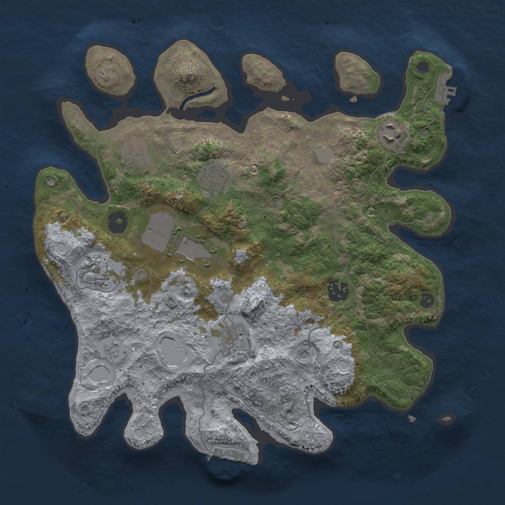 Rust Map: Procedural Map, Size: 3500, Seed: 3326692, 14 Monuments