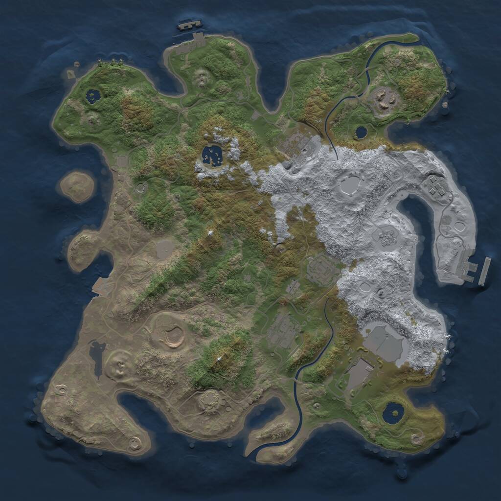 Rust Map: Procedural Map, Size: 3500, Seed: 3598906, 14 Monuments