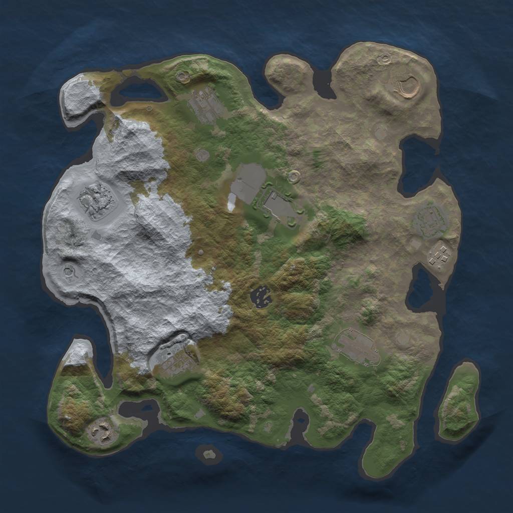Rust Map: Barren, Size: 3500, Seed: 99194193, 13 Monuments