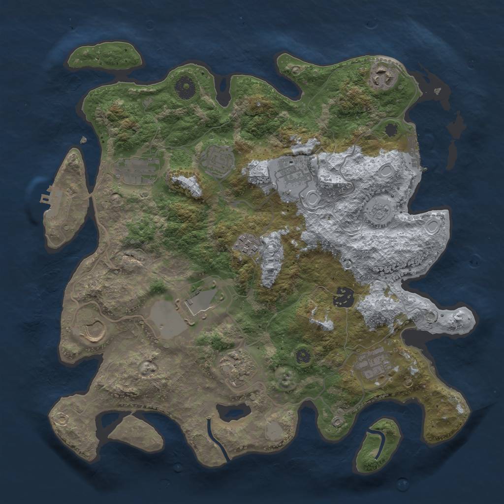 Rust Map: Procedural Map, Size: 3500, Seed: 33632654, 18 Monuments