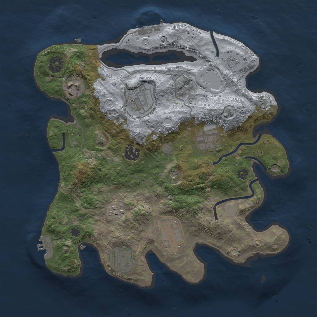 Rust Map: Procedural Map, Size: 3000, Seed: 1254369125, 16 Monuments