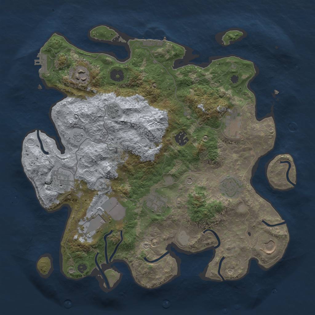 Rust Map: Procedural Map, Size: 3500, Seed: 54112885, 18 Monuments