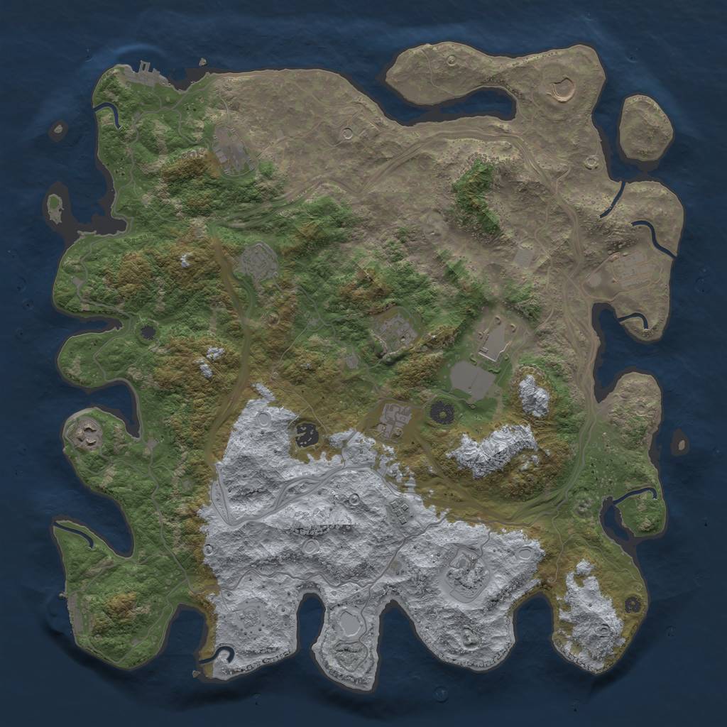 Rust Map: Procedural Map, Size: 4500, Seed: 133122843, 20 Monuments