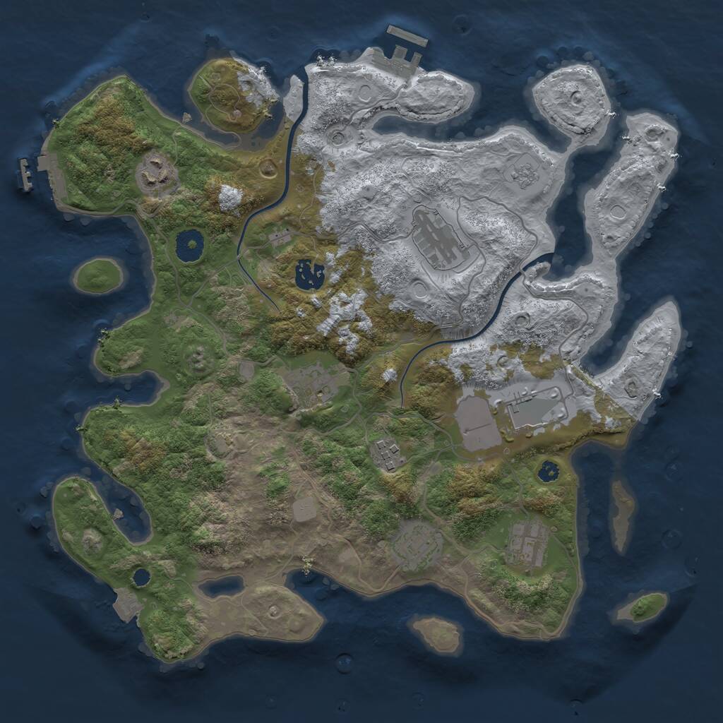 Rust Map: Procedural Map, Size: 3500, Seed: 43135308, 14 Monuments