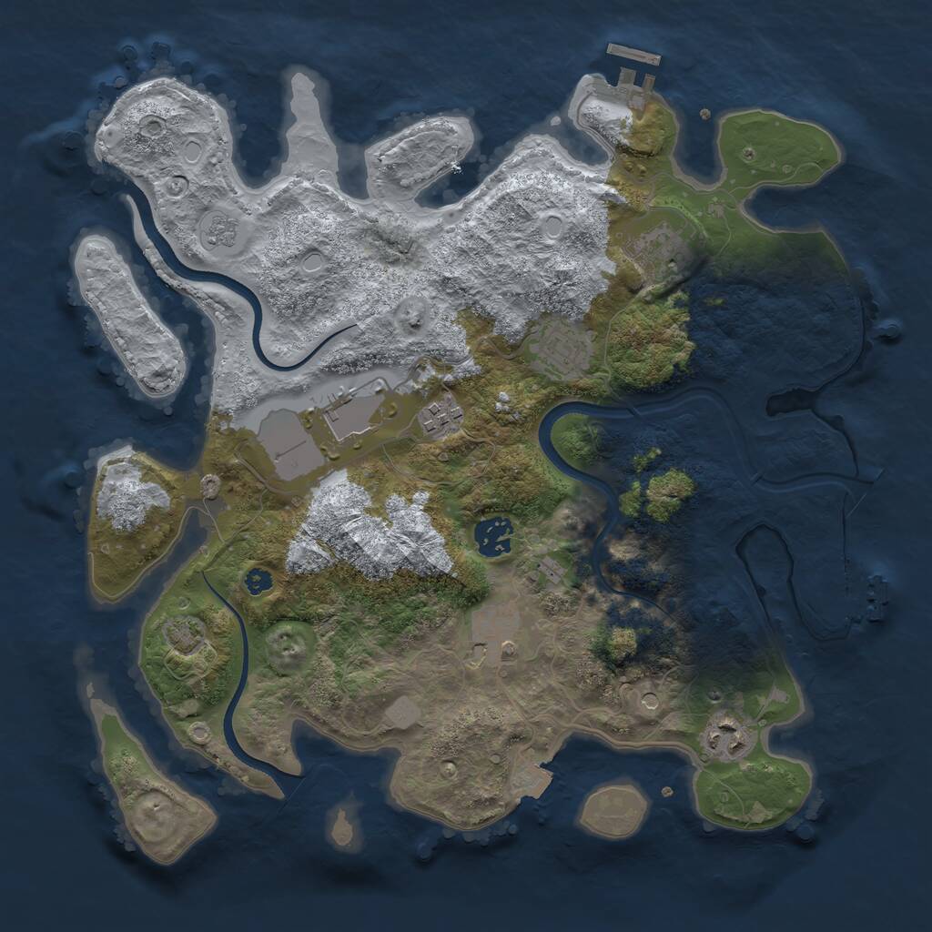 Rust Map: Procedural Map, Size: 3500, Seed: 91426455, 13 Monuments