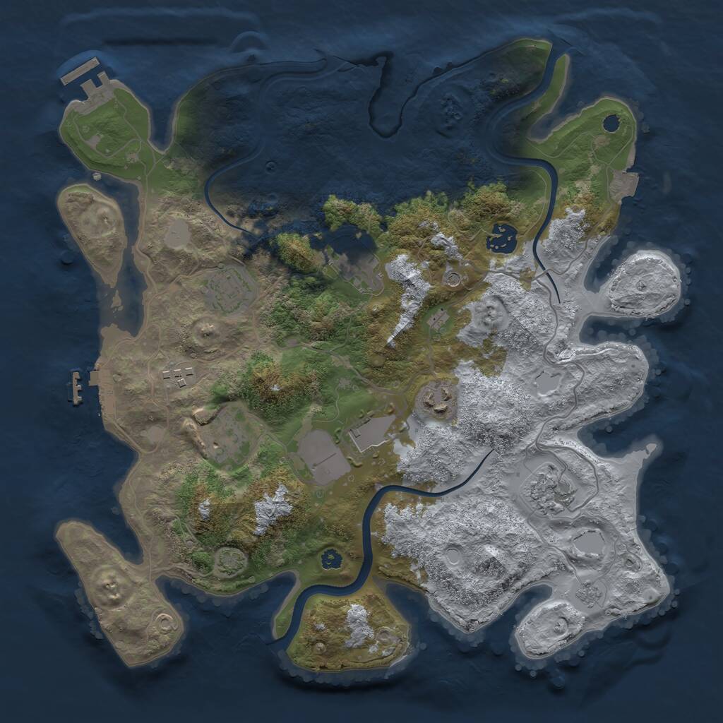 Rust Map: Procedural Map, Size: 3500, Seed: 31014841, 14 Monuments