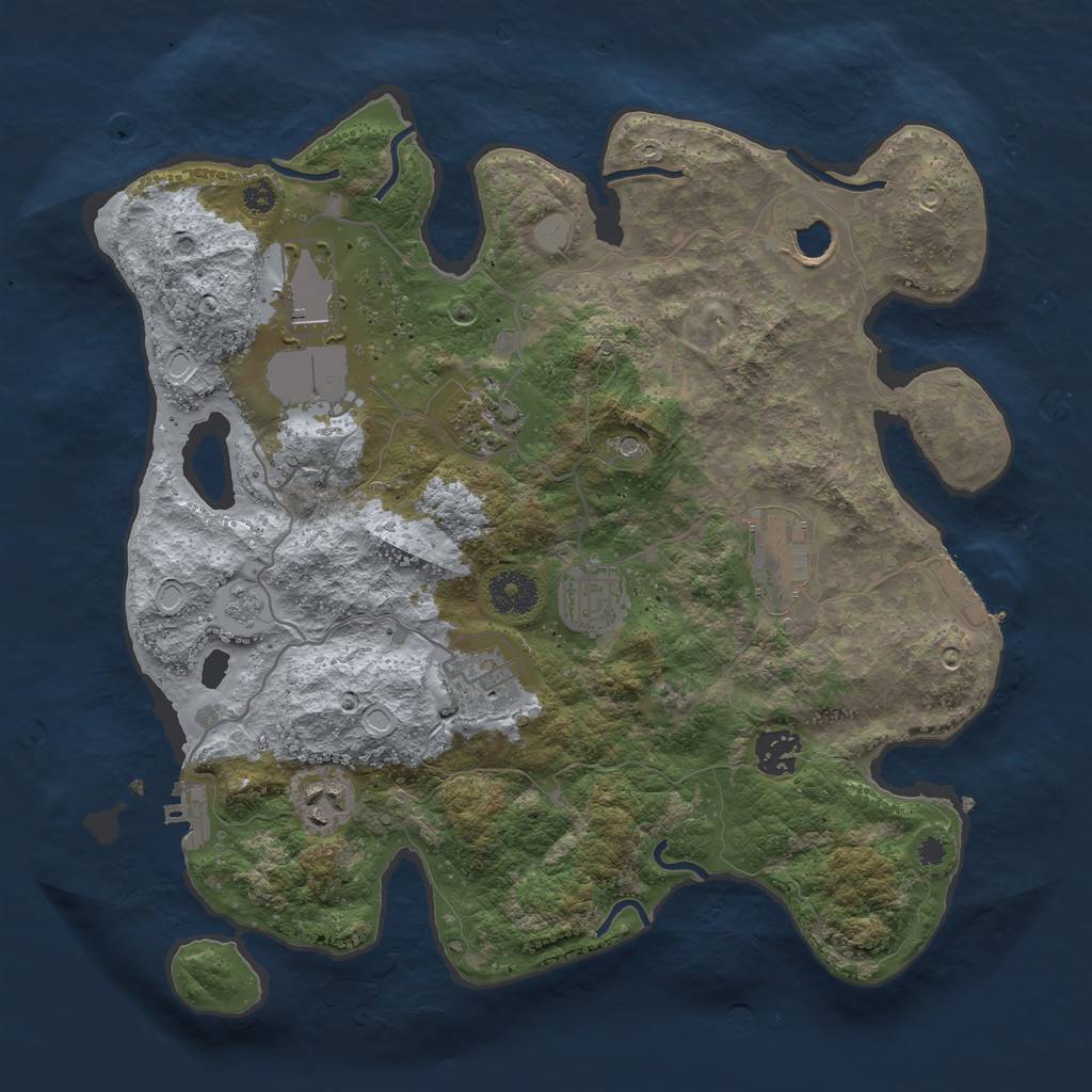 Rust Map: Procedural Map, Size: 3500, Seed: 90447144, 17 Monuments