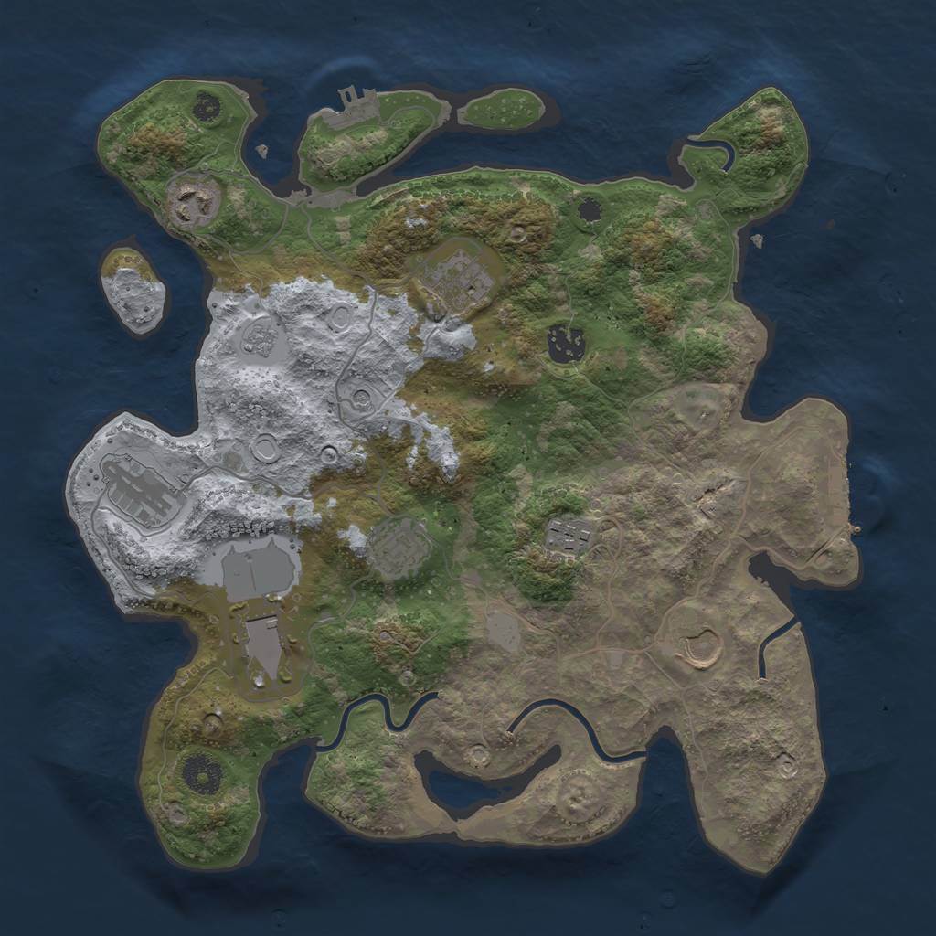 Rust Map: Procedural Map, Size: 3500, Seed: 54497206, 15 Monuments