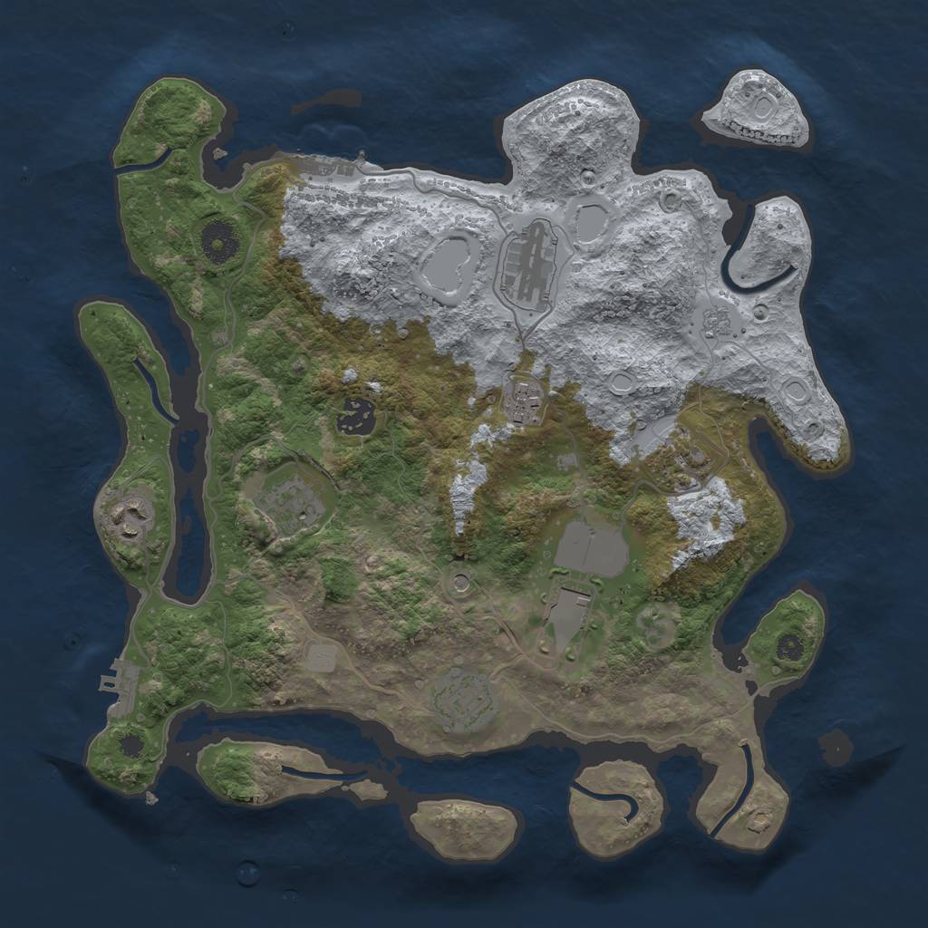 Rust Map: Procedural Map, Size: 3500, Seed: 36153725, 17 Monuments