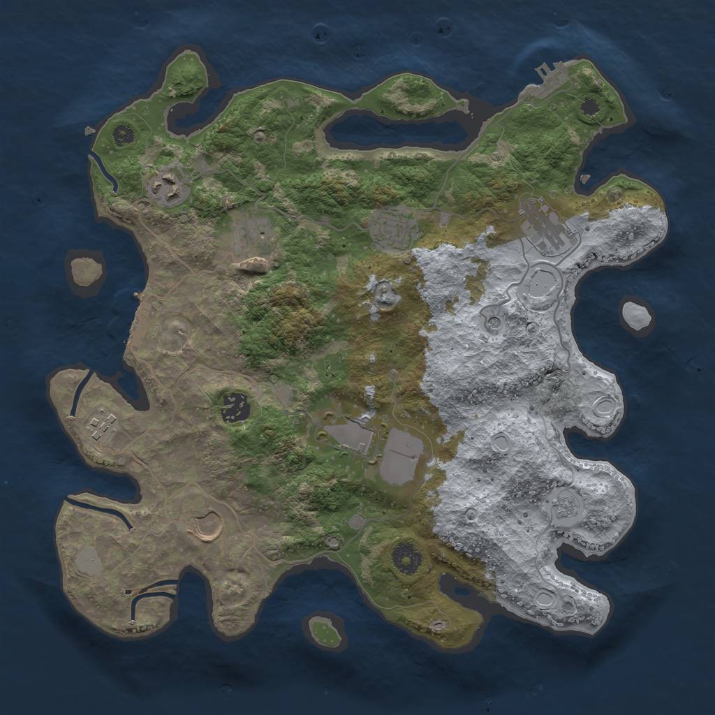 Rust Map: Procedural Map, Size: 3500, Seed: 45268378, 17 Monuments