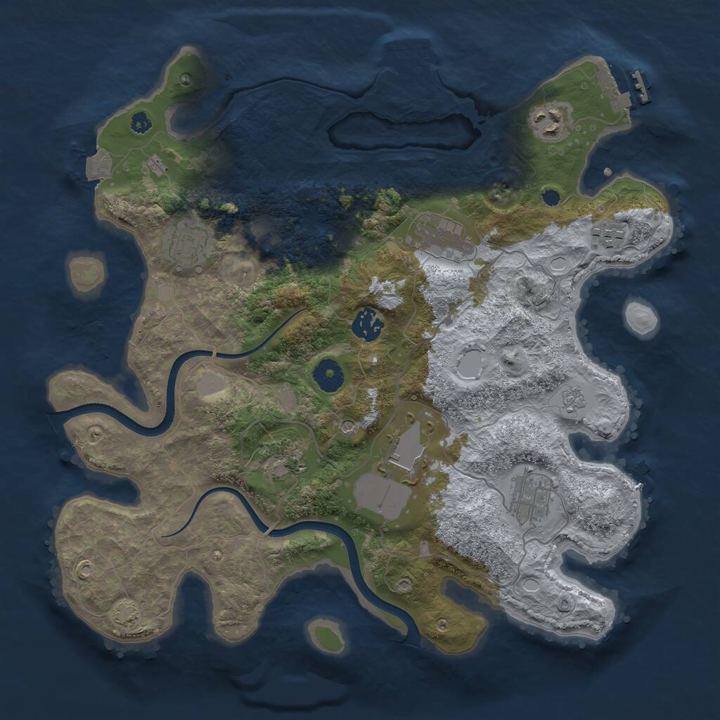 Rust Map: Procedural Map, Size: 3500, Seed: 45268378, 14 Monuments