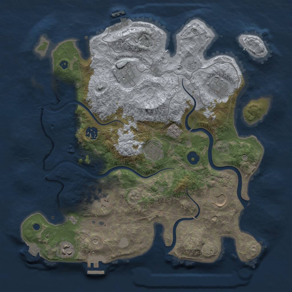 Rust Map: Procedural Map, Size: 3500, Seed: 96682688, 14 Monuments