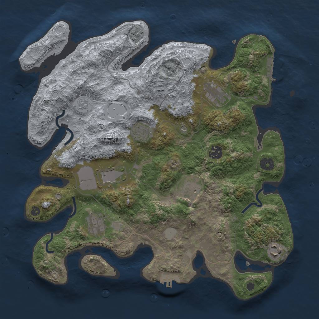 Rust Map: Procedural Map, Size: 3500, Seed: 82610192, 17 Monuments