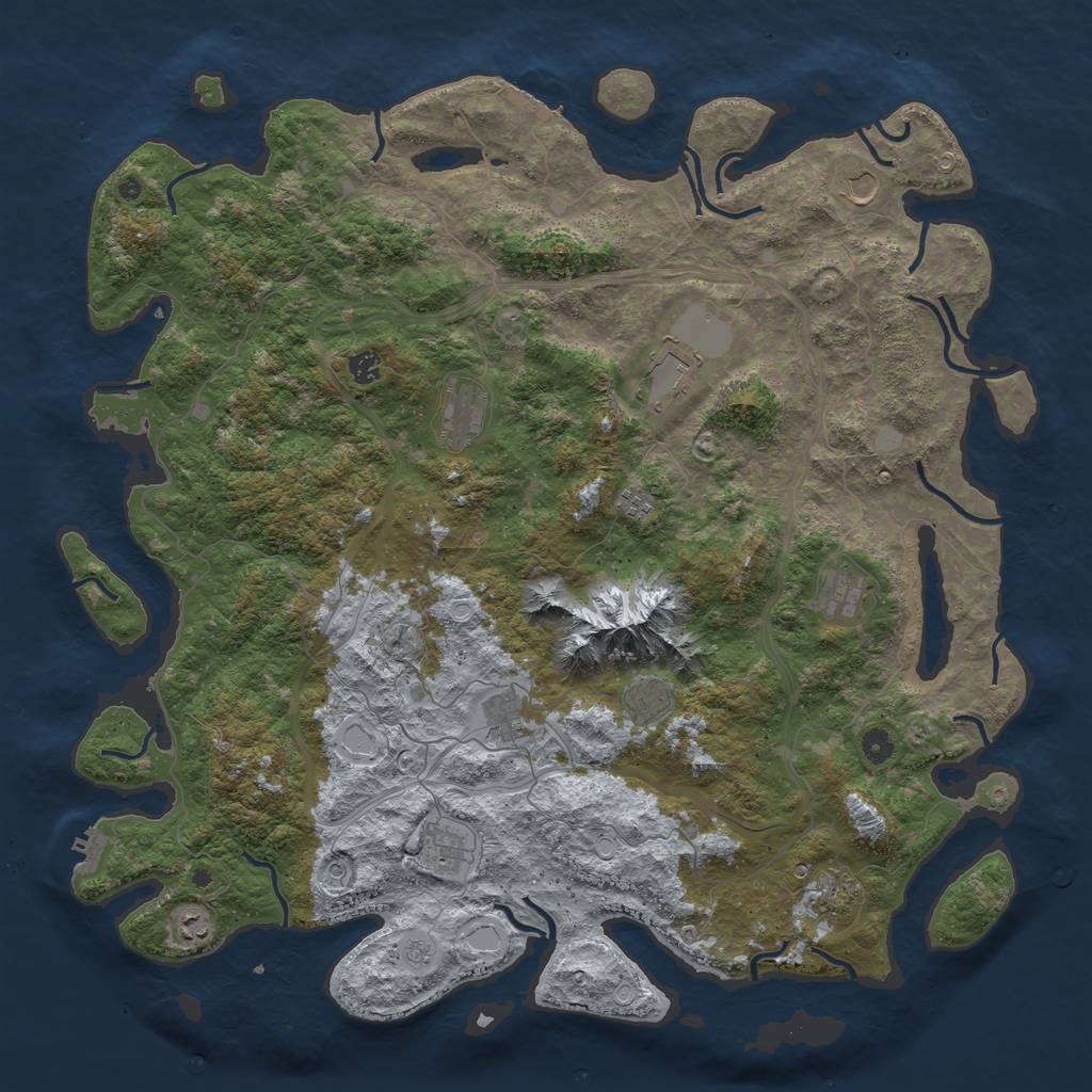 Rust Map: Procedural Map, Size: 5000, Seed: 794458047, 20 Monuments