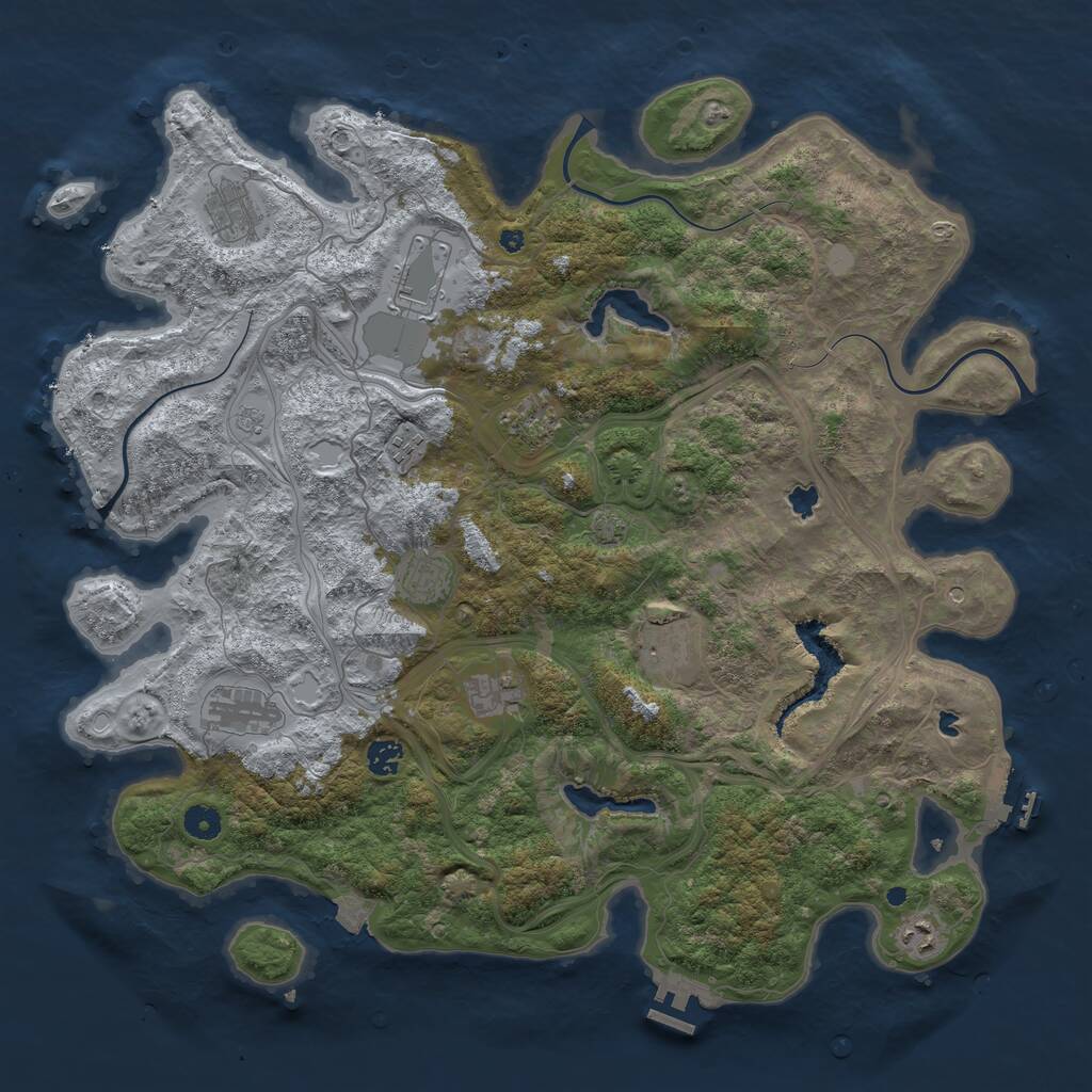 Rust Map: Procedural Map, Size: 4500, Seed: 1188247617, 16 Monuments