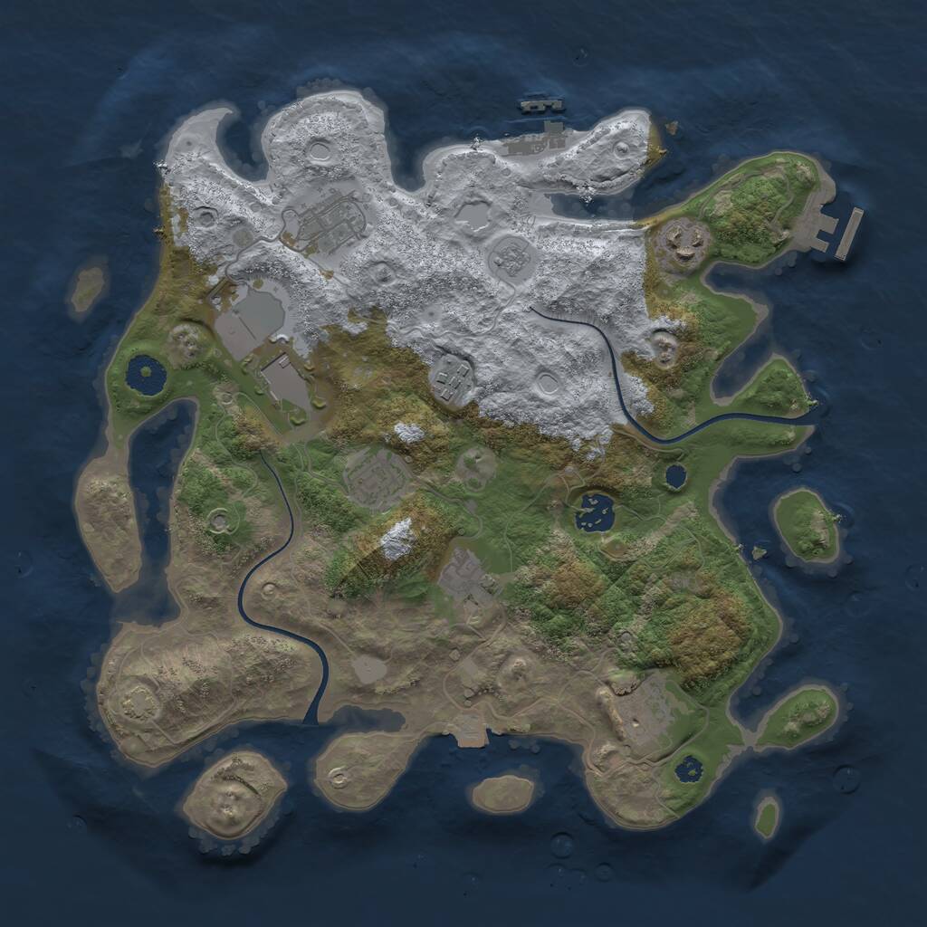 Rust Map: Procedural Map, Size: 3500, Seed: 40827396, 13 Monuments