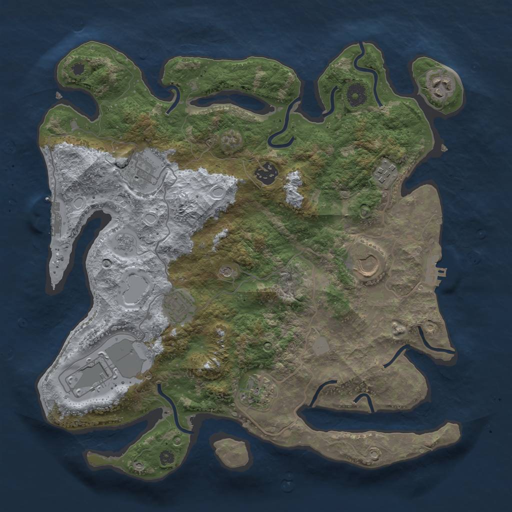 Rust Map: Procedural Map, Size: 3550, Seed: 744530, 17 Monuments