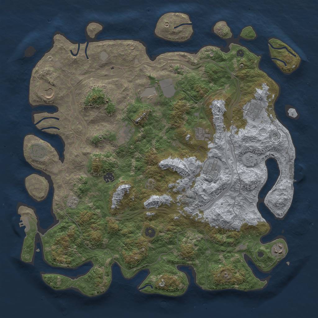 Rust Map: Procedural Map, Size: 4500, Seed: 2158, 19 Monuments