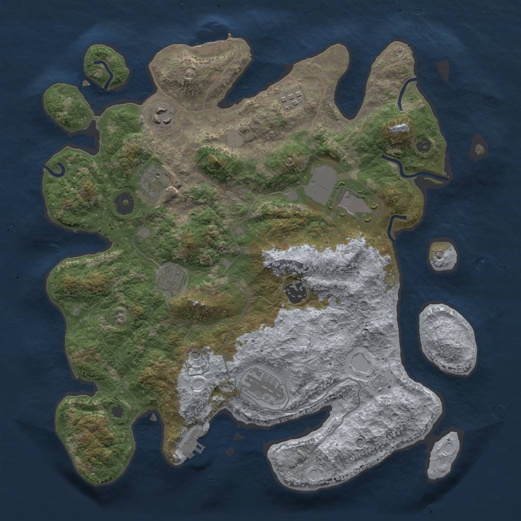 Rust Map: Procedural Map, Size: 3700, Seed: 2060316103, 16 Monuments