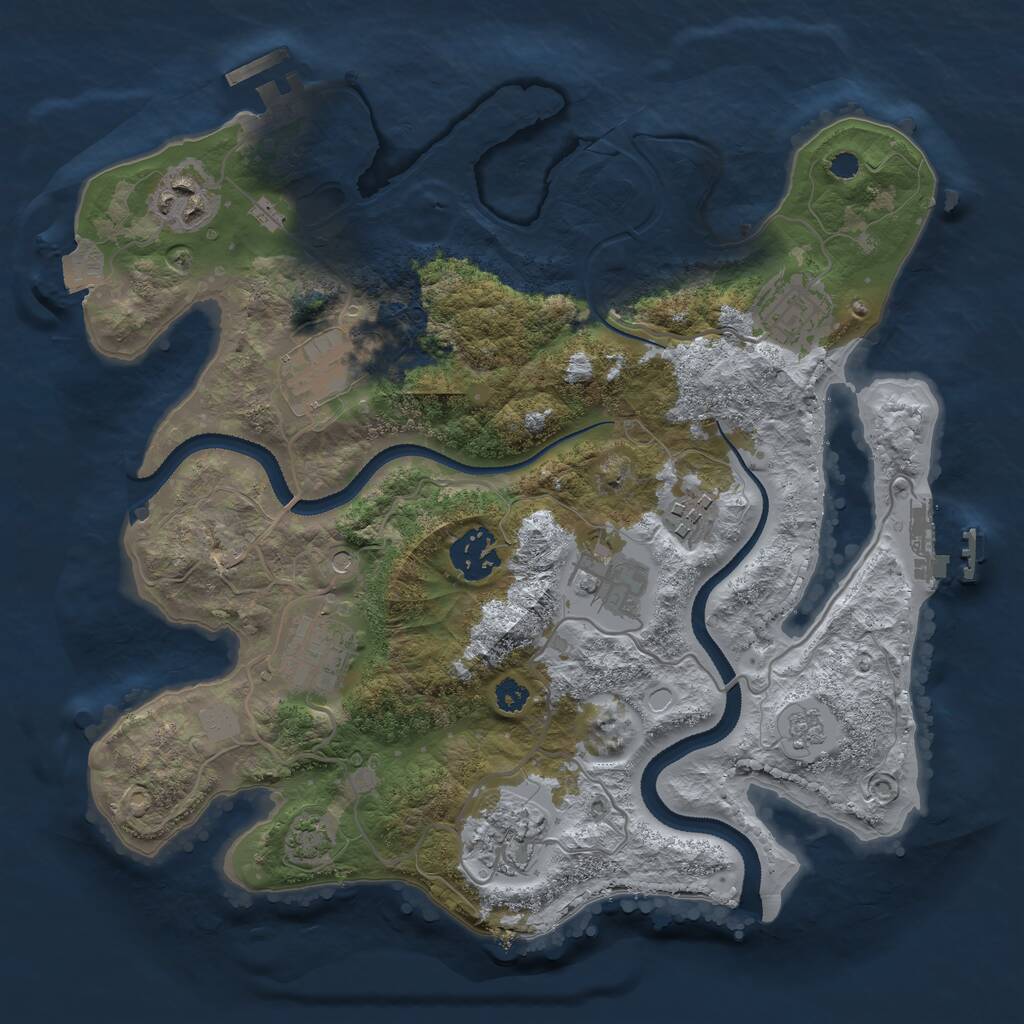 Rust Map: Procedural Map, Size: 3100, Seed: 1919213606, 14 Monuments