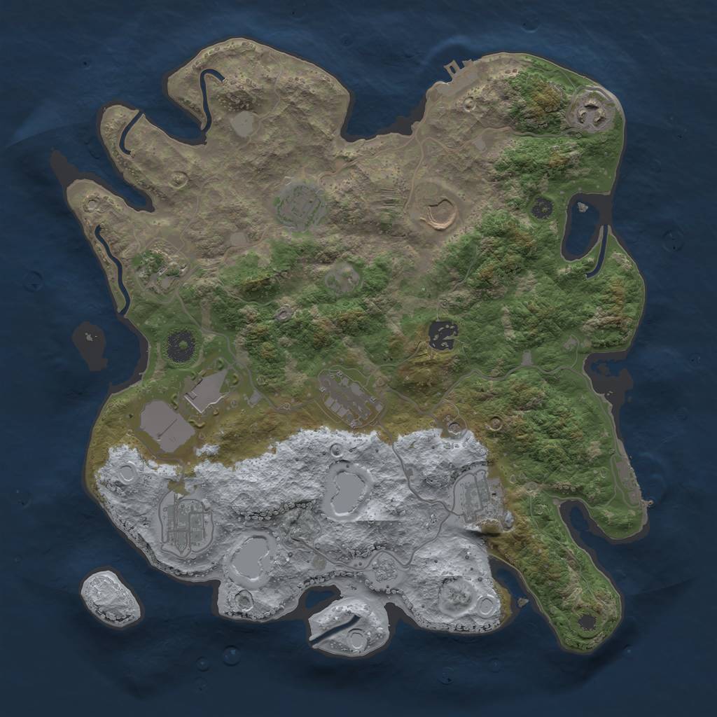 Rust Map: Procedural Map, Size: 3500, Seed: 1023108, 18 Monuments