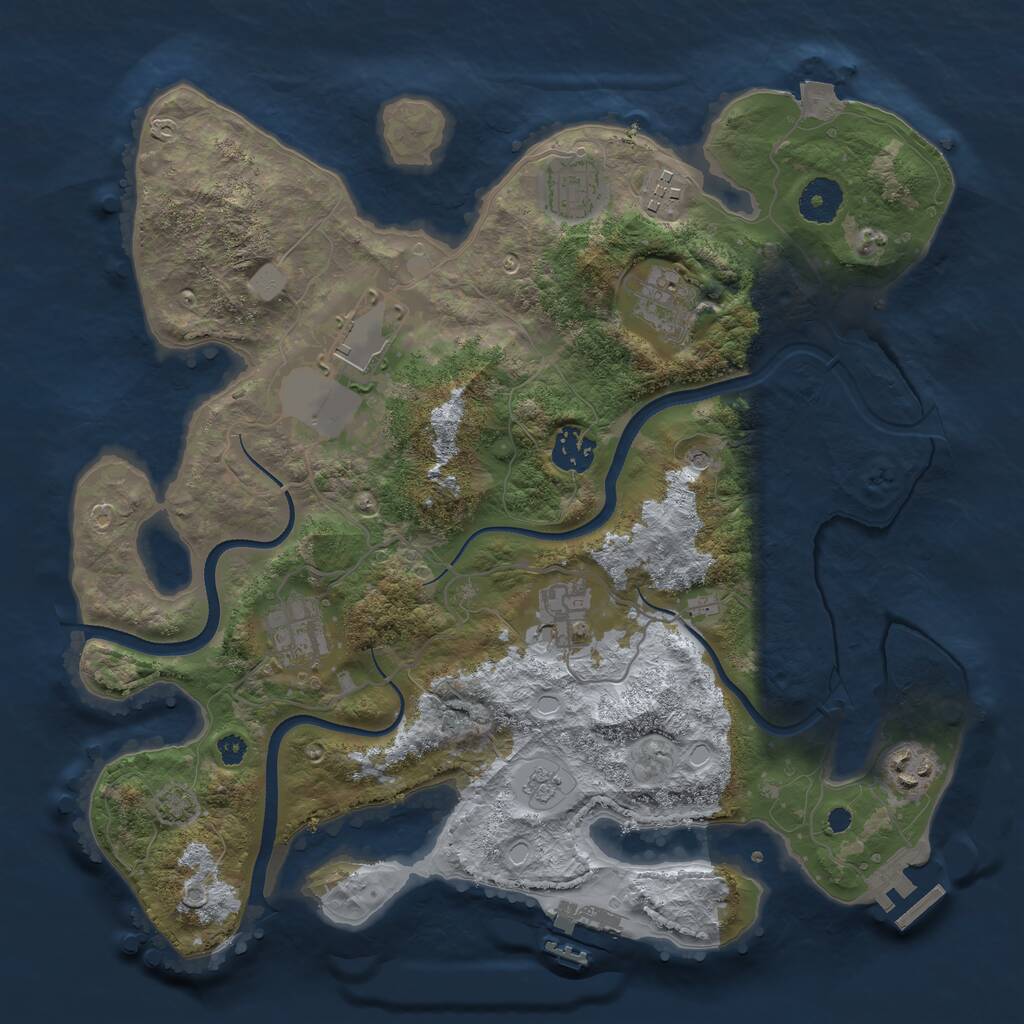 Rust Map: Procedural Map, Size: 3500, Seed: 96570970, 14 Monuments