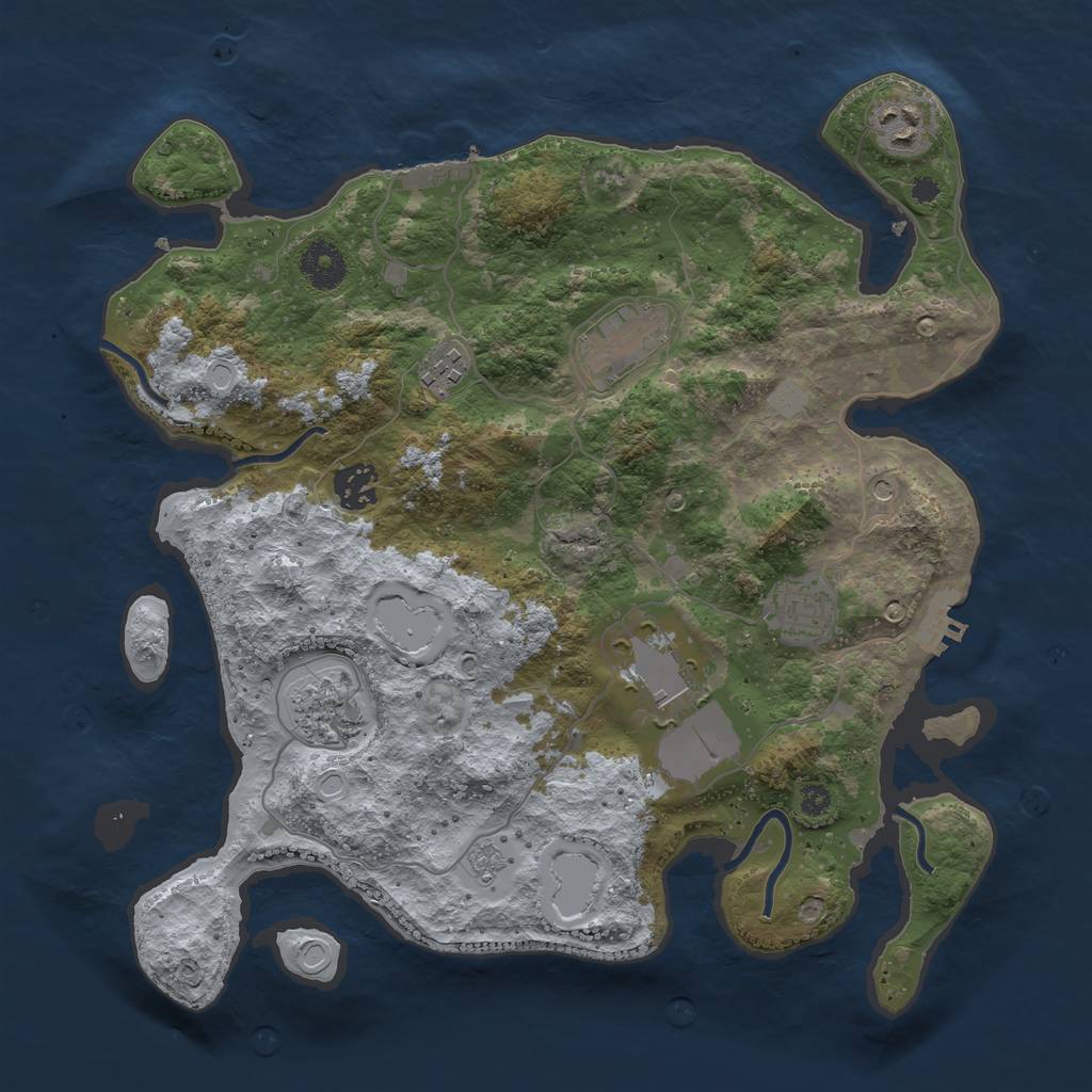 Rust Map: Procedural Map, Size: 3500, Seed: 75792226, 16 Monuments