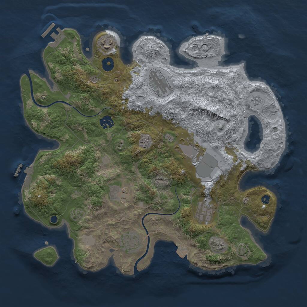 Rust Map: Procedural Map, Size: 3500, Seed: 94548147, 14 Monuments