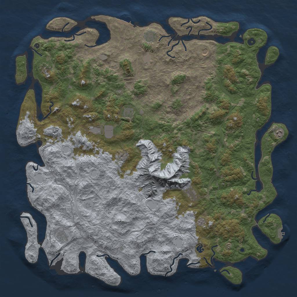 Rust Map: Procedural Map, Size: 6000, Seed: 1937172032, 20 Monuments