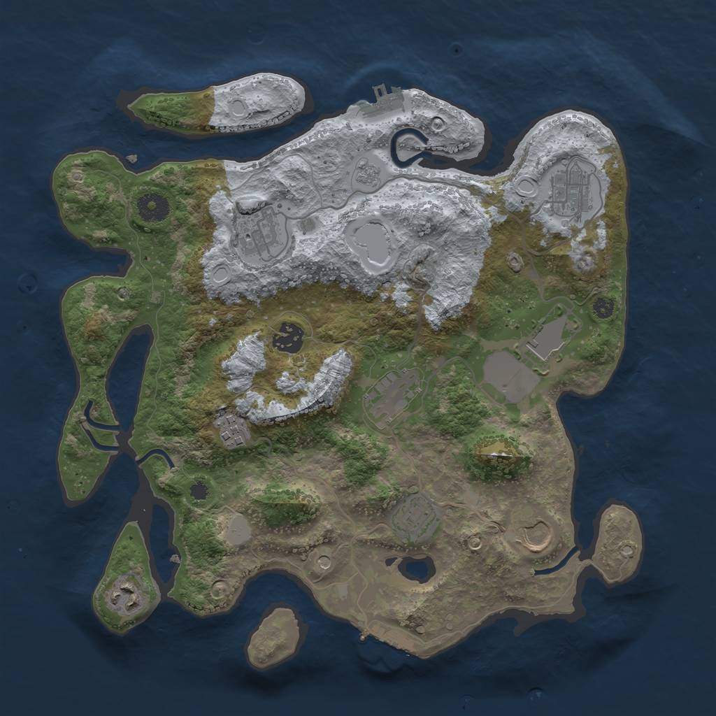 Rust Map: Procedural Map, Size: 3500, Seed: 2118450605, 16 Monuments