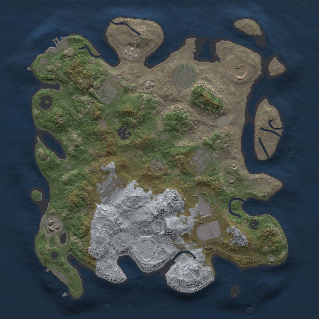 Rust Map: Procedural Map, Size: 3500, Seed: 1032110799, 18 Monuments