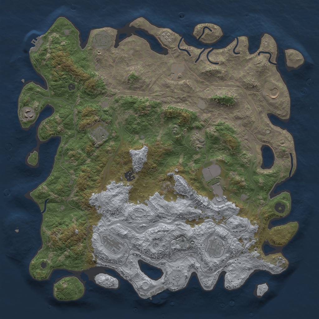 Rust Map: Procedural Map, Size: 4500, Seed: 50750, 20 Monuments