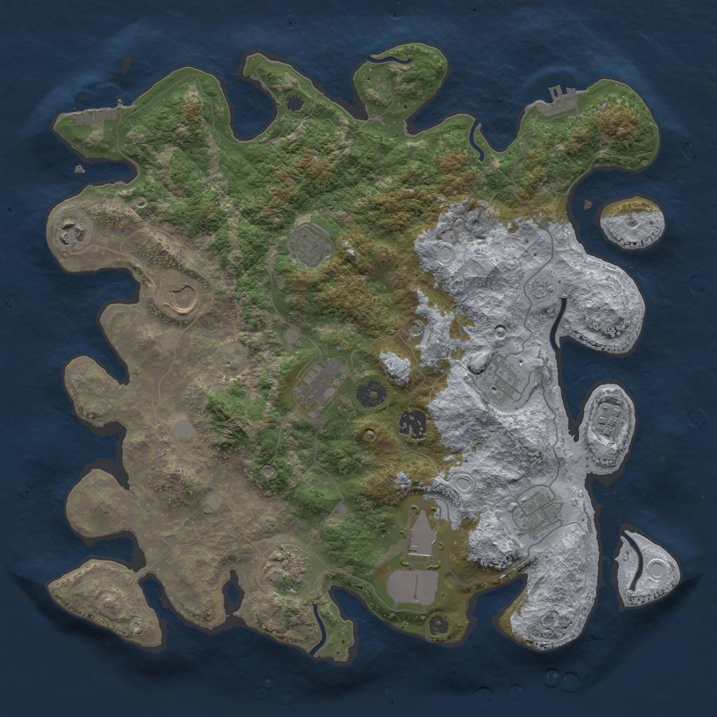 Rust Map: Procedural Map, Size: 3750, Seed: 372124436, 19 Monuments