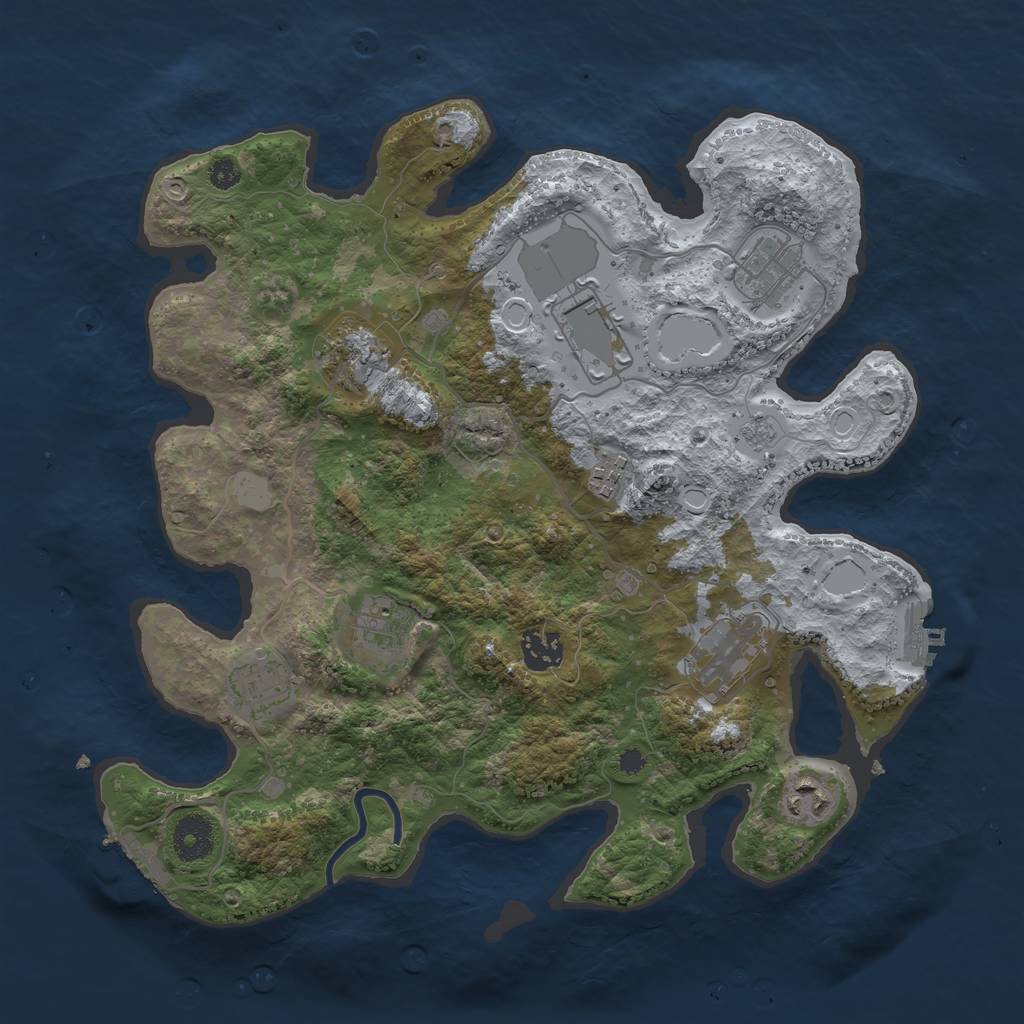 Rust Map: Procedural Map, Size: 3500, Seed: 12562488, 17 Monuments