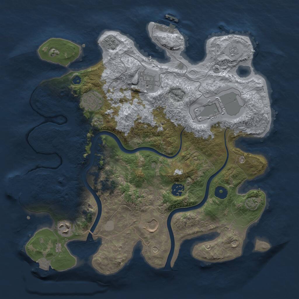 Rust Map: Procedural Map, Size: 3500, Seed: 2031315844, 13 Monuments