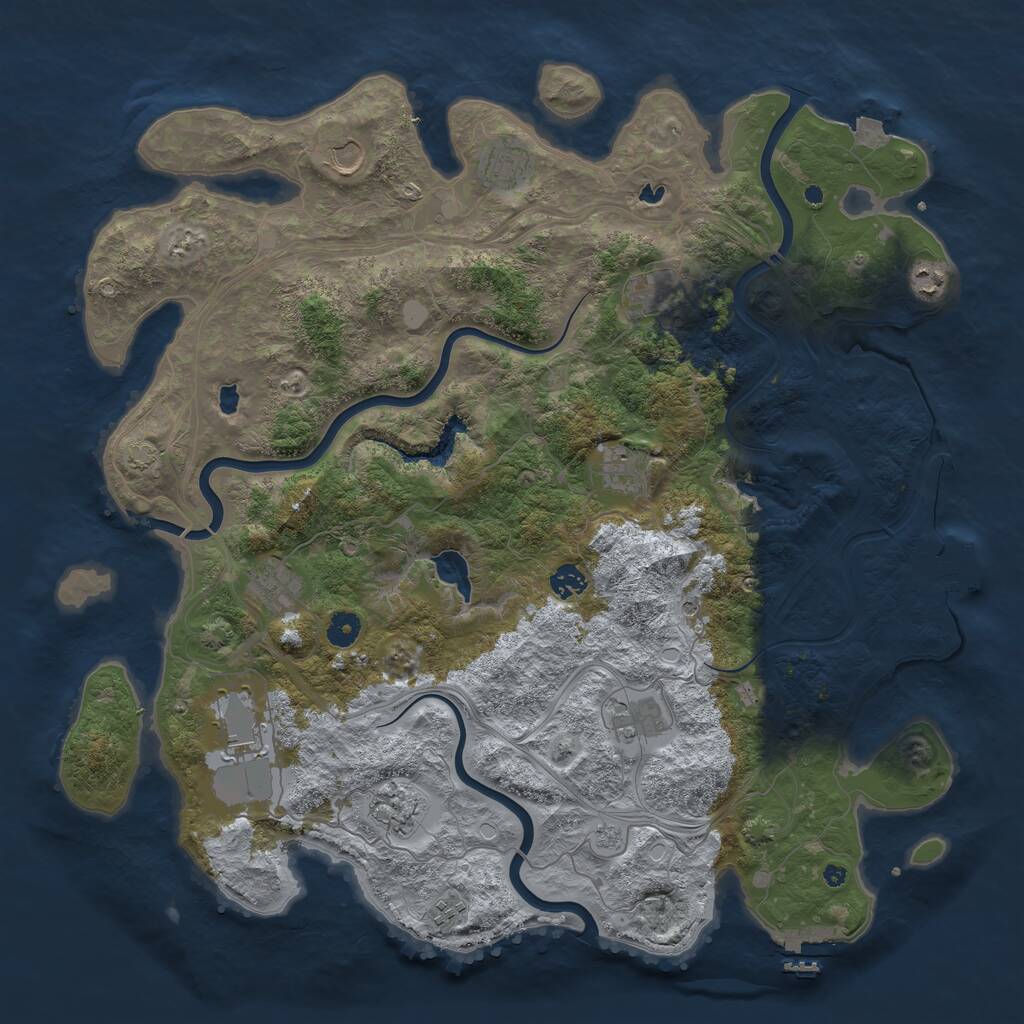 Rust Map: Procedural Map, Size: 4500, Seed: 745591491, 17 Monuments