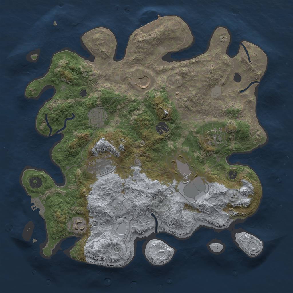 Rust Map: Procedural Map, Size: 3500, Seed: 28322038, 16 Monuments