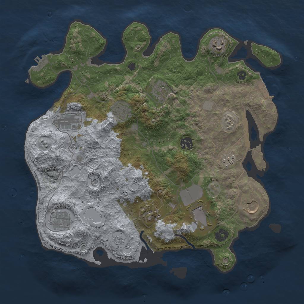 Rust Map: Procedural Map, Size: 3500, Seed: 2436416, 19 Monuments